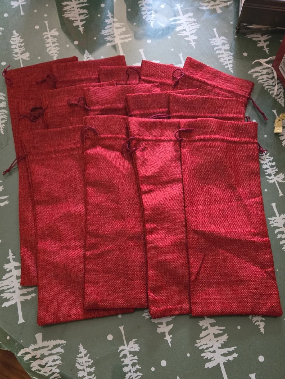 Set of Red Drawstring Gift Bags
